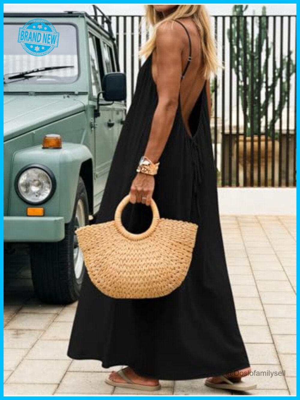 Backless Cami Maxi Sundress Spaghetti Strap Long Lounge Beach Vacation Dress - Picture 4 of 7
